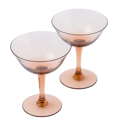 Prada Set Of 2 New York Champagne Coupes In Brown