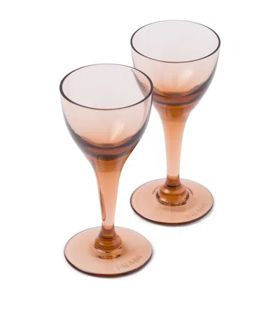 Prada Set Of 2 New York Liqueur Glasses In Brown