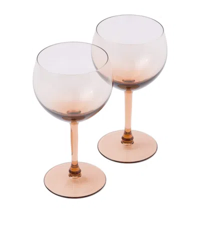 Prada Set Of 2 New York Red Wine Glasses In Brown