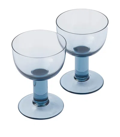 Prada Set Of 2 Plinth Red Wine Glasses In Blue