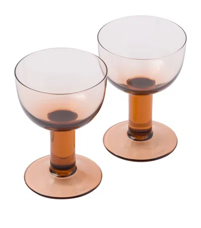 Prada Set Of 2 Plinth Red Wine Glasses In Brown