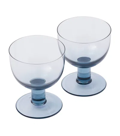 Prada Set Of 2 Plinth Water Glasses In Blue