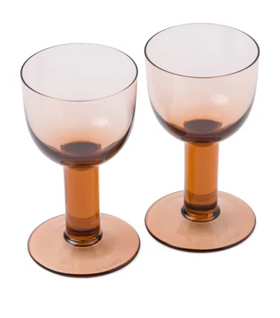 Prada Set Of 2 Plinth White Wine Glasses In Brown
