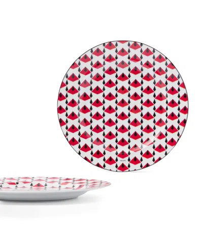 Prada Set Of 2 Porcelain Vienna Dessert Plates In Black