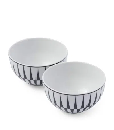 Prada Set Of 2 Stripes Cereal Bowls In White