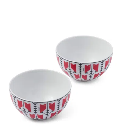 Prada Set Of 2 Vienna Arrows Cereal Bowls In Red