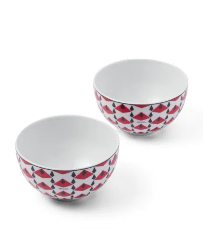 Prada Set Of 2 Vienna Cereal Bowls In Blue