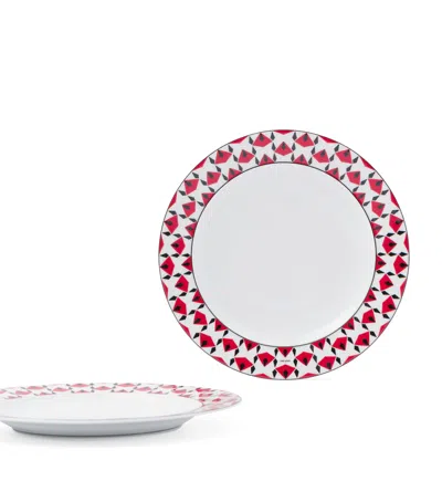 Prada Set Of 2 Vienna Dinner Plates In Red