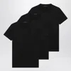 Prada Set Of Three Black Cotton T-shirts Men In Black