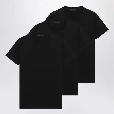 Prada Set Of Three Black Cotton T-shirts Men