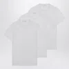 Prada Set Of Three White Cotton T-shirts Men In White