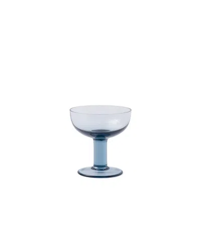 Prada Set Of Two Crystal Champagne Coupe Glasses - Plinth In Blue