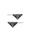 Prada Set Of 2 Logo Hair Clips In Black