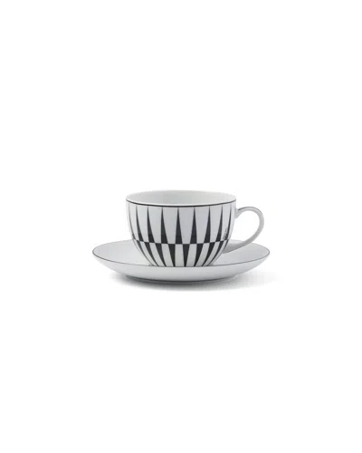Prada Set Of Two Porcelain Cappuccino Cups - Stripes In White