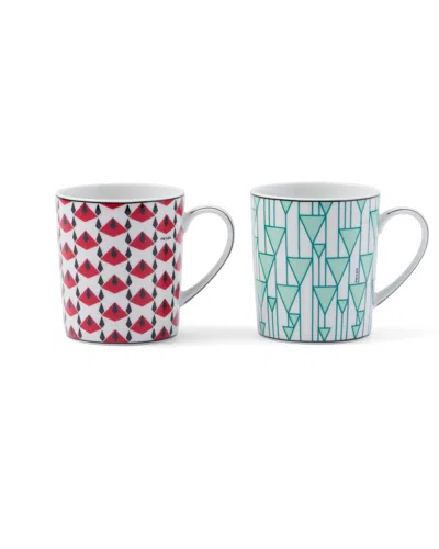 Prada Set Of Two Porcelain Mugs - Vienna Red And Vienna Green In Multi