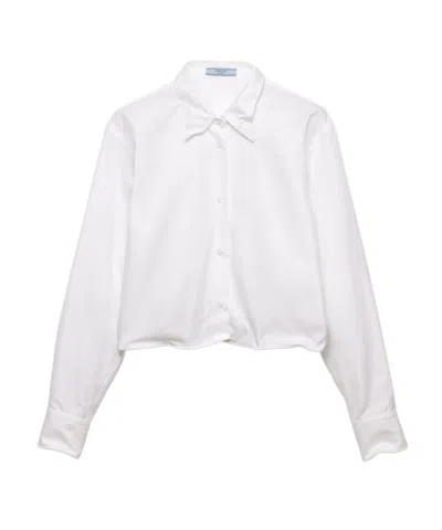 Prada Shapeable Cotton Shirt In White