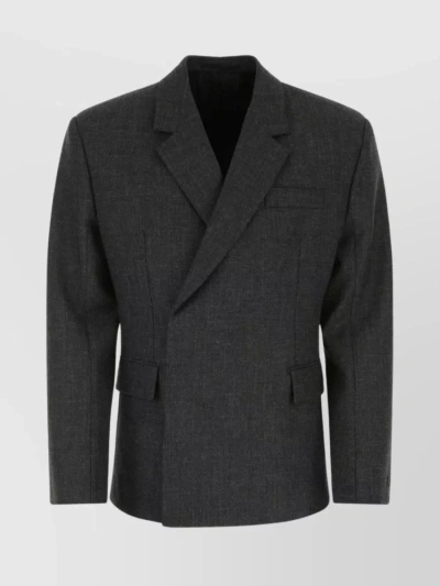 Prada Sharp-shouldered Wool Blazer In Black