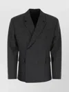 Prada Melange Dark Grey Wool Blazer In Black
