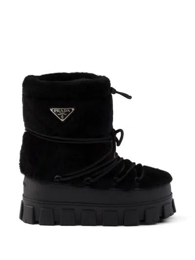Prada Shearling Après Ski Booties In Black