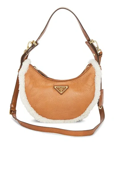 Pre-owned Prada Shearling Arque Shoulder Bag In Brown
