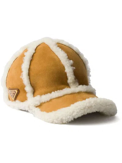 Prada Shearling Baseball Cap In 中性色