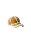 Prada Suede Shearling Baseball Cap In Honey