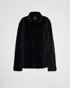 Prada Shearling Blouson Jacket In Black