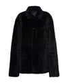 Prada Shearling Blouson Jacket In Black