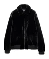 Prada Shearling Bomber Jacket In Black