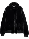 Prada Shearling Bomber Jacket In Black