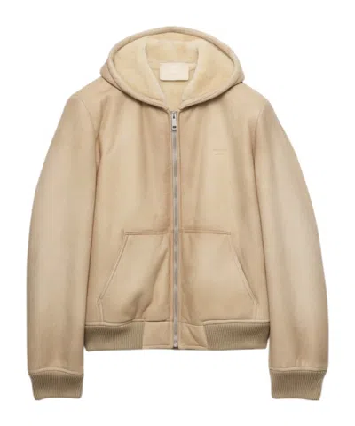 Prada Shearling Bomber Jacket In Rope