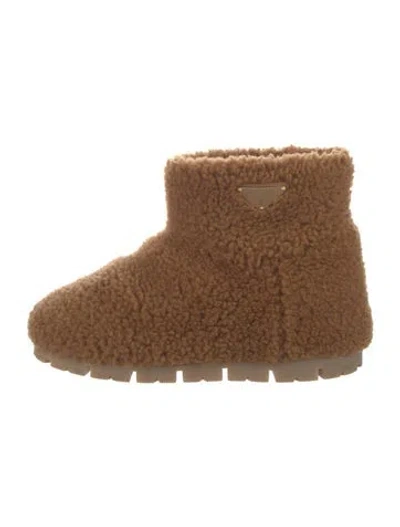 Pre-owned Prada Shearling Boots In Brown