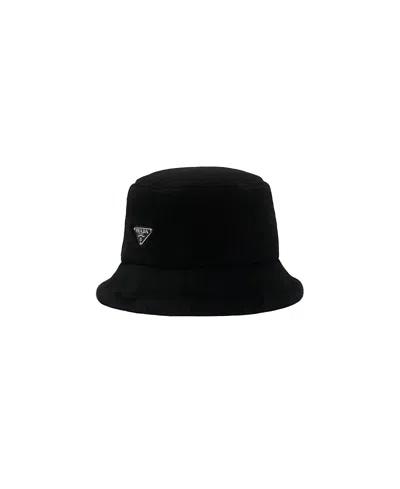 Prada Shearling Bucket Hat In Black