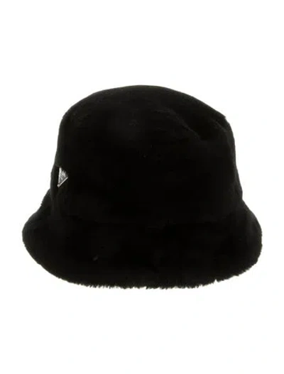 Pre-owned Prada Shearling Bucket Hat In Black