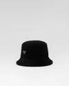 Prada Nylon Wide Brim Hat In Black