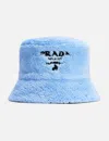 Prada Shearling Bucket Hat In Blue