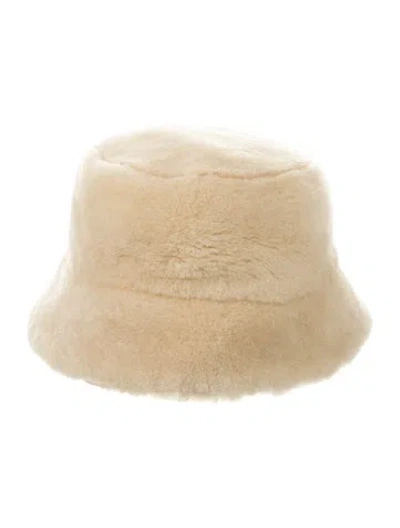 Pre-owned Prada Shearling Bucket Hat In Neutral
