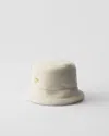 Prada Shearling Bucket Hat In Weiss