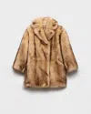 Prada Shearling Caban Jacket In Brown