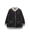 Prada Shearling Caban Jacket In Anthracite/natural