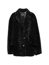 Prada Shearling Caban Jacket In Black