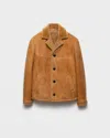 Prada Shearling Coat In Brown