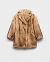 Prada Shearling Caban Jacket In Brown