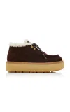 Prada Shearling Lined Suede Booties In Multi