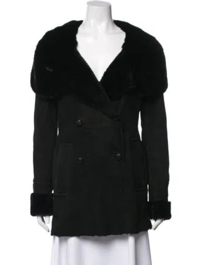 Pre-owned Prada Shearling Coat In Black