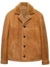 Prada Shearling Coat In Brown