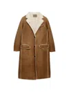 Prada Shearling Coat In Brown