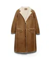 Prada Shearling Coat In Camel/natural