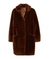 Prada Womens Brown Shearling Midi Coat In Brown