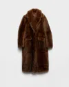 Prada Shearling Coat In Multi